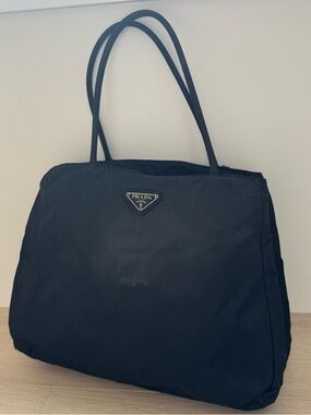 Authentic black nylon prada tote bag